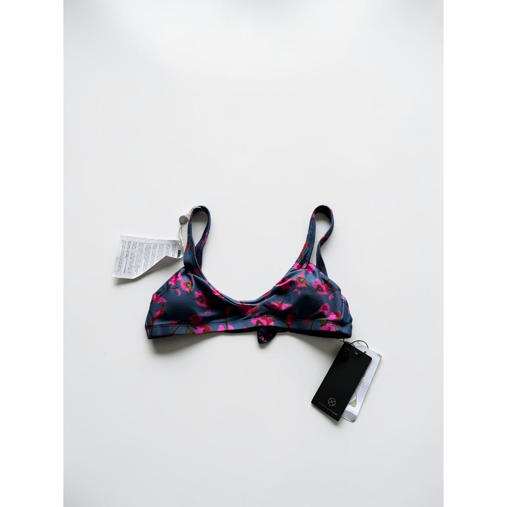Vix Paula Hermanny Fiore Iris Bikini Top Pink‎ Teal Floral Tie Back New Size M